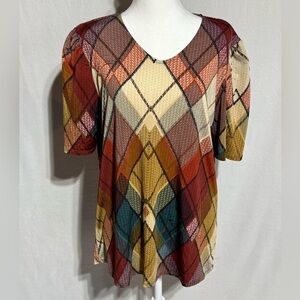 Multicolor Geometric Women's Top Size Large